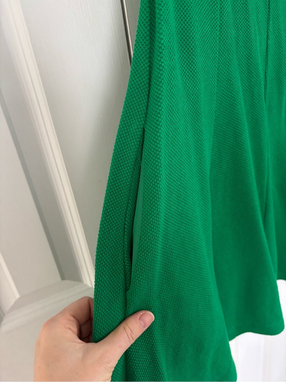 Green Sleeveless A-Line Dress with Striped Trim - Picture 2 of 4